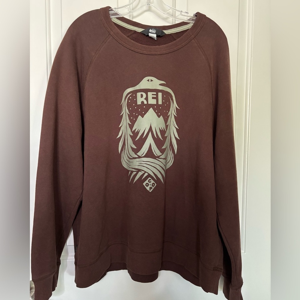 REI Men's Brown Crewneck Sweatshirt with Outdoor Graphic Size XXL
